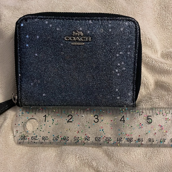 NWT Coach Small Zip Around Wallet with Star Glitter‎ Midnight Blue Money Wedding - Picture 16 of 16